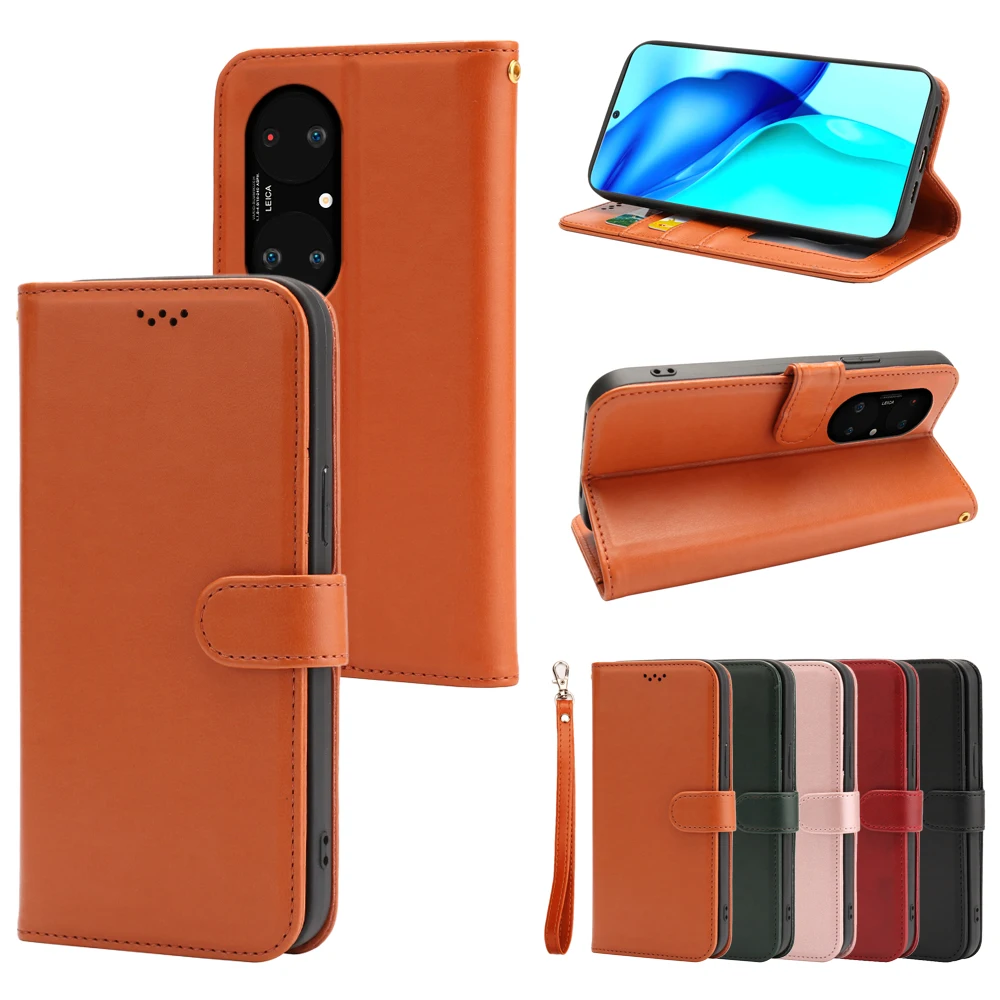 

Чехол-Кошелек для Huawei P50, флип-чехол из искусственной кожи с ремешком и отделением для карт, чехол для телефона Huawei P50