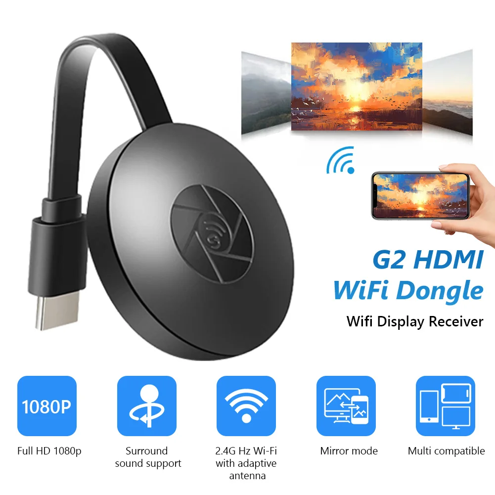 

G2 TV Stick Wireless HDMI-compatible Dongle Receiver 2.4G Wifi 1080P Dongle with Miracast Airplay DLNA for Android IOS Mac