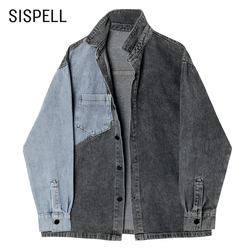 

Женская джинсовая куртка SISPELL, Повседневная Свободная куртка с длинным рукавом и отложным воротником, с карманами, в Корейском стиле, осення...
