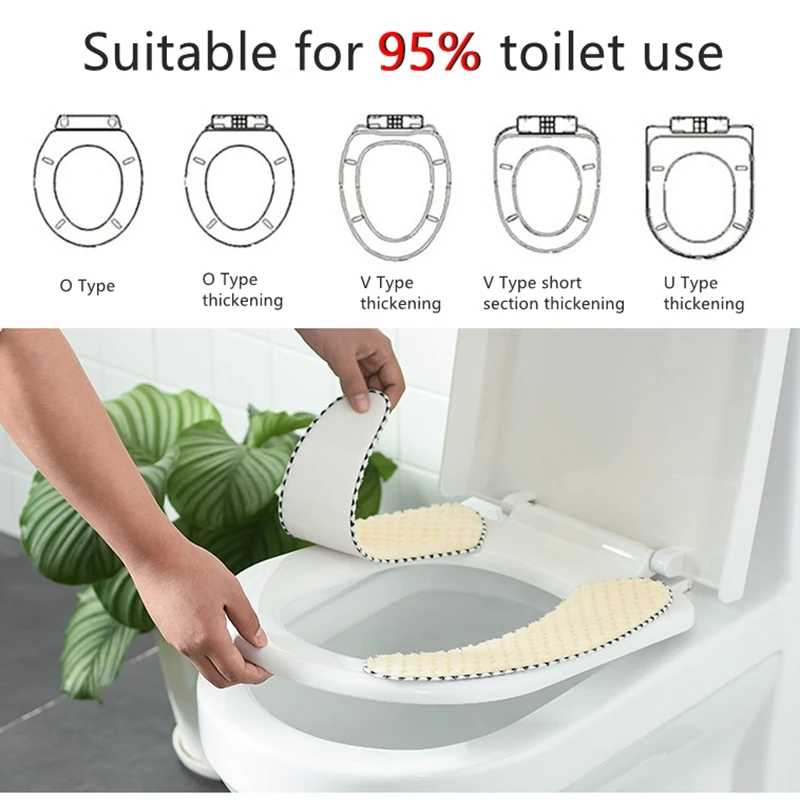 

Universal Plush Toilet Seat Cover Thicken Warm Soft Plush Zipper WC Mat Toilet Mat Cushion Closestool Toilet Mat Cover