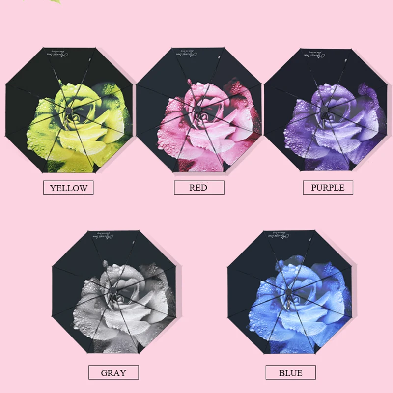 Складной зонт от дождя и солнца с цветами женский складной индивидуальный зонтик