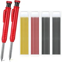 2 pcs solid carpenter pencil for construction with 24 refill leads built in eny7 deep hole mechanical marker tool hand tool sets