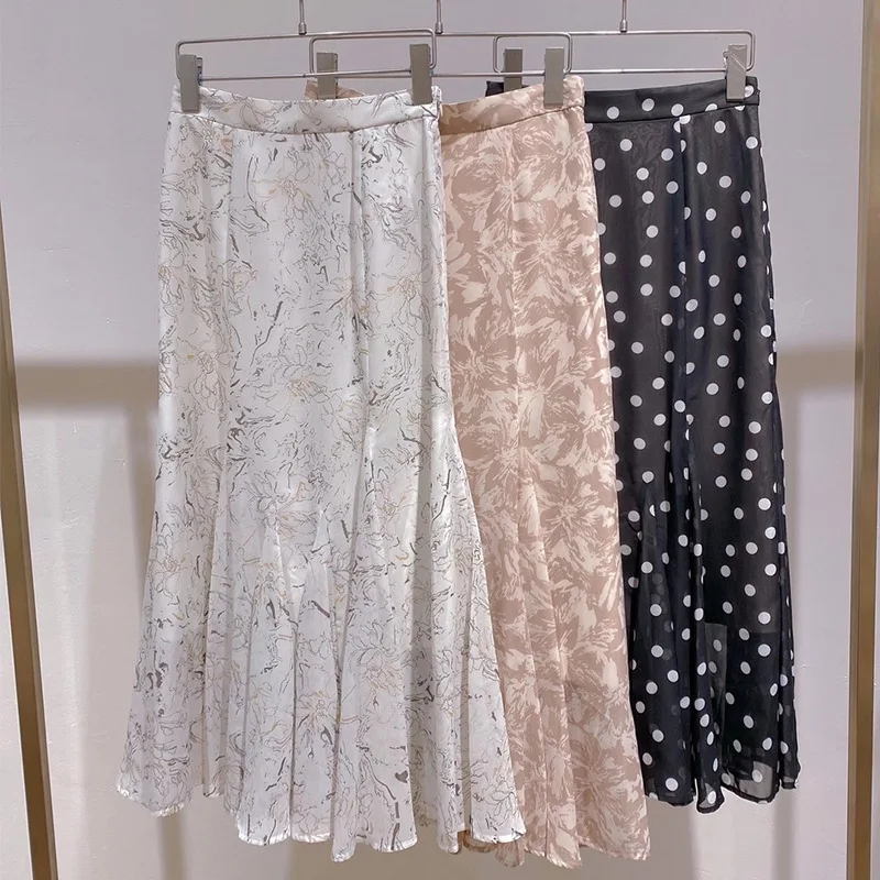 

Summer Sweet Japan Style Elegant Mermaid Faldas Mujer Folral Print Trumpet Skirts Woman Chic Irregular High Waist Skirt Feminino