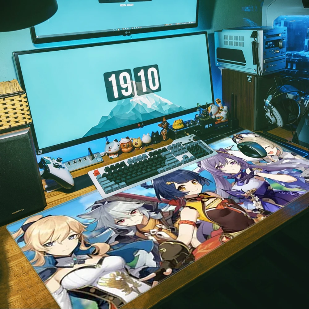 

Genshin Rubber Mouse Durable Desktop Mousepad Big Computer Gaming Mousepad Anti-slip Natural with Locking Edge Gaming Mouse Mat
