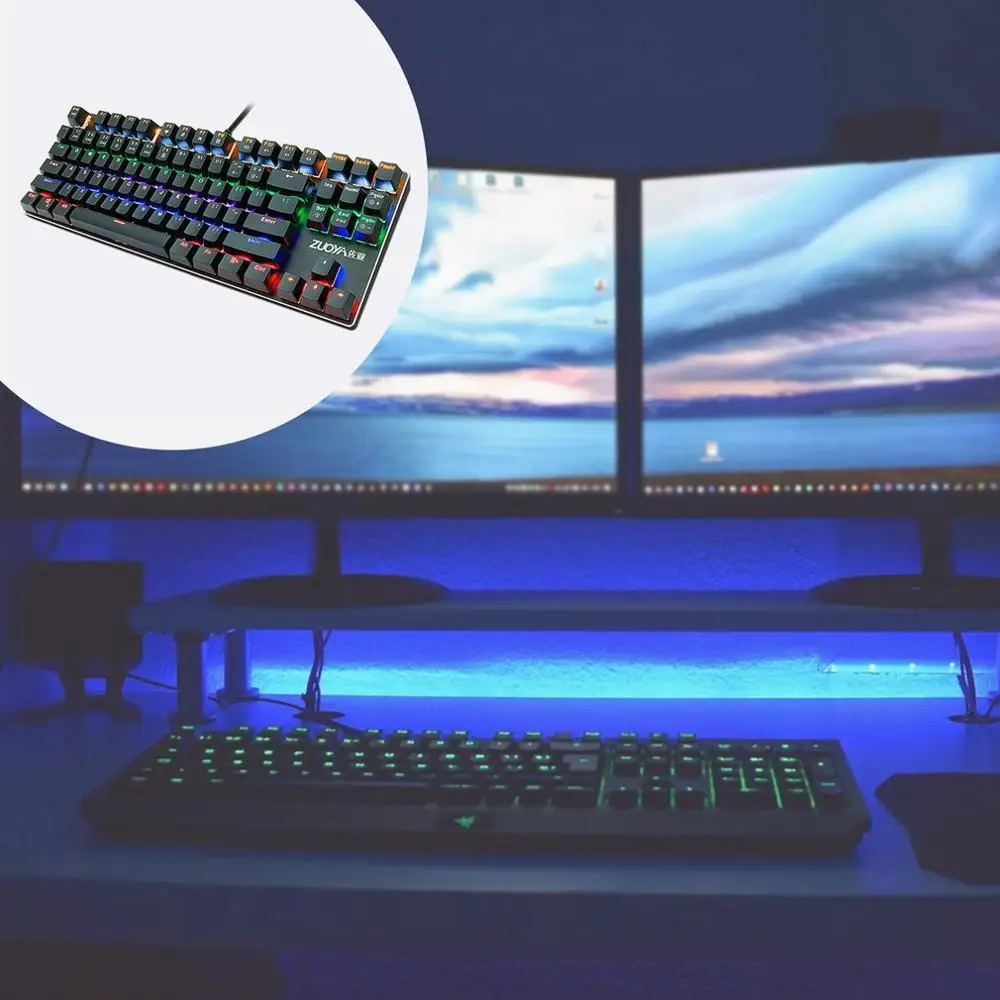 

Mechanical Keyboard Wired Gaming Keyboard RGB Mix Backlit 87 104 Anti-ghosting Blue Red Switch For Game Laptop PC Russian US
