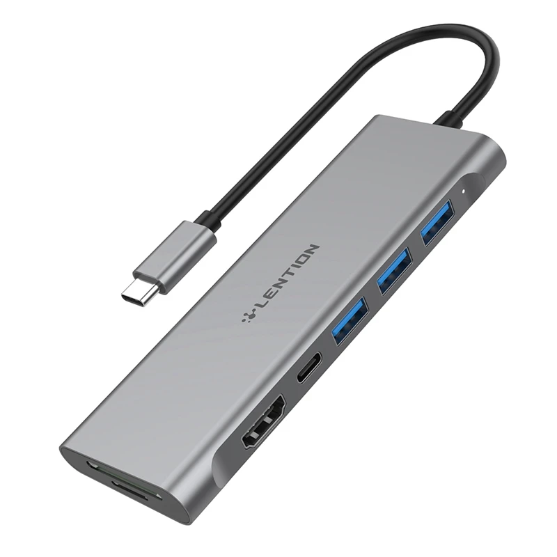 

7-портовая док-станция LENTION для Pro с USB 3,0x3 + HDMI(4K30Hz)+ SD & TF(Reader) + PD3.0