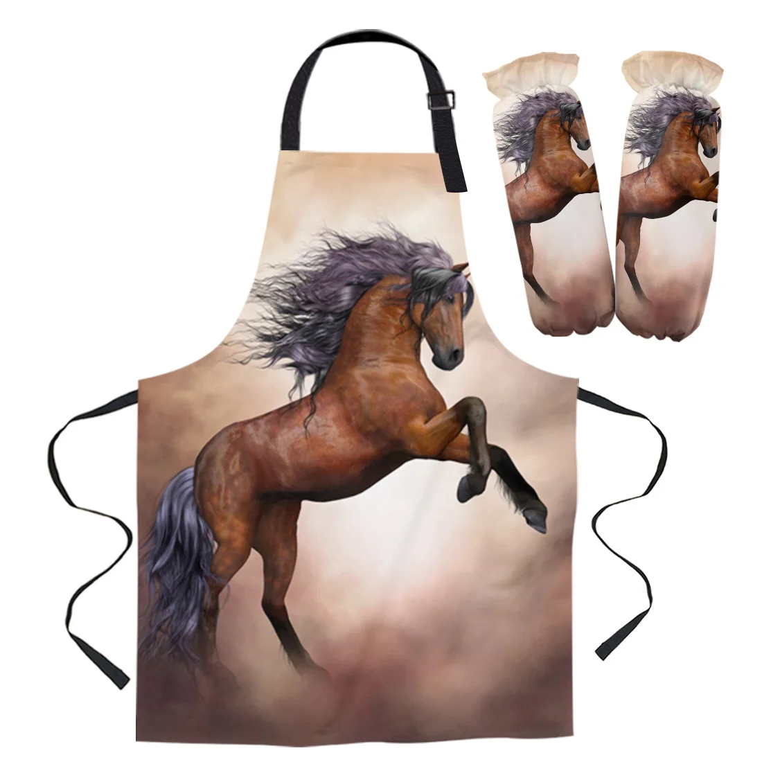 Фартук для бега с завитой лошадью манжеты рукавицы духовки женские детские