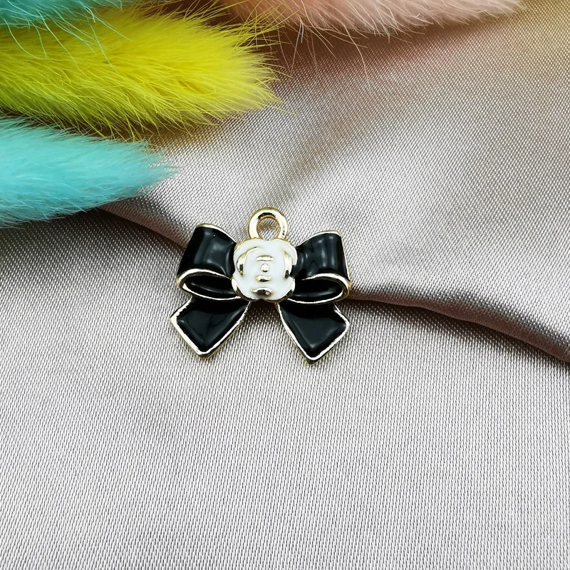 

10pcs 17x20mm enamel bow bowknot charms for jewelry making earring pendant necklace bracelet charm diy finding