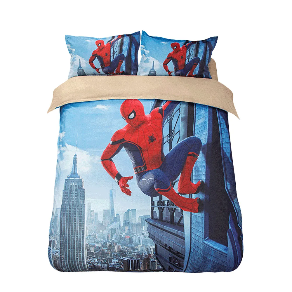 Superhero Fight Spiderman Duvet Cover Set Thicken 3D Character Pillowcases Twin Full Queen King Boys Adult Bedding | Мать и ребенок