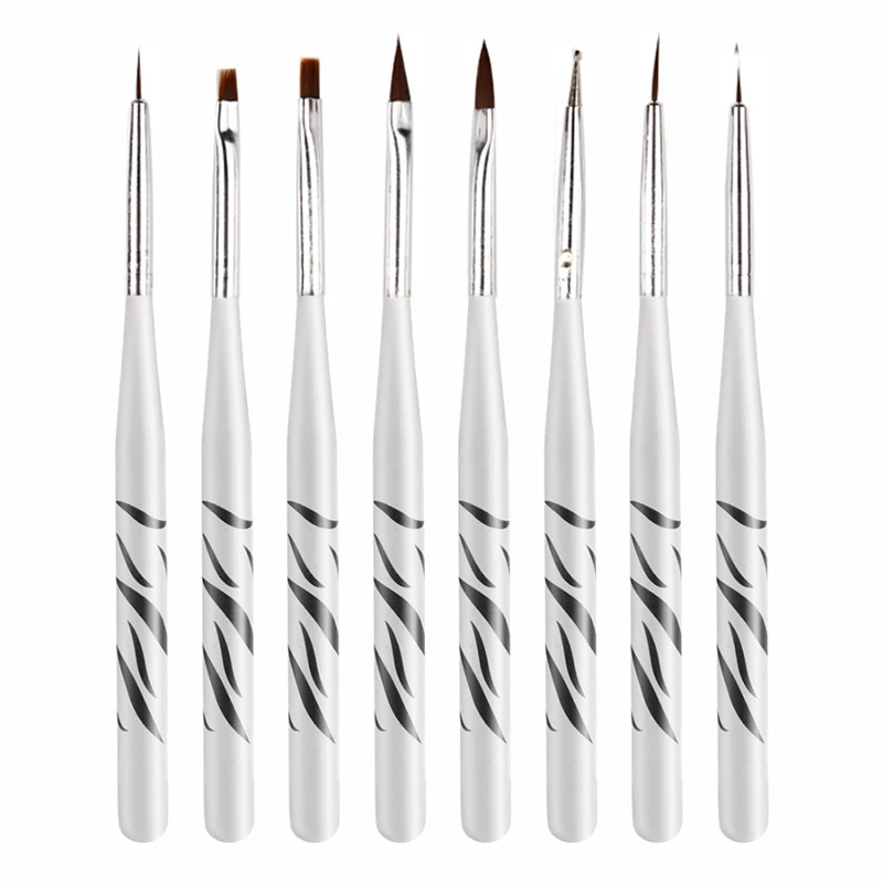 Набор кистей для рисования ногтей 8 шт. набор дизайна с деревянной ручкой