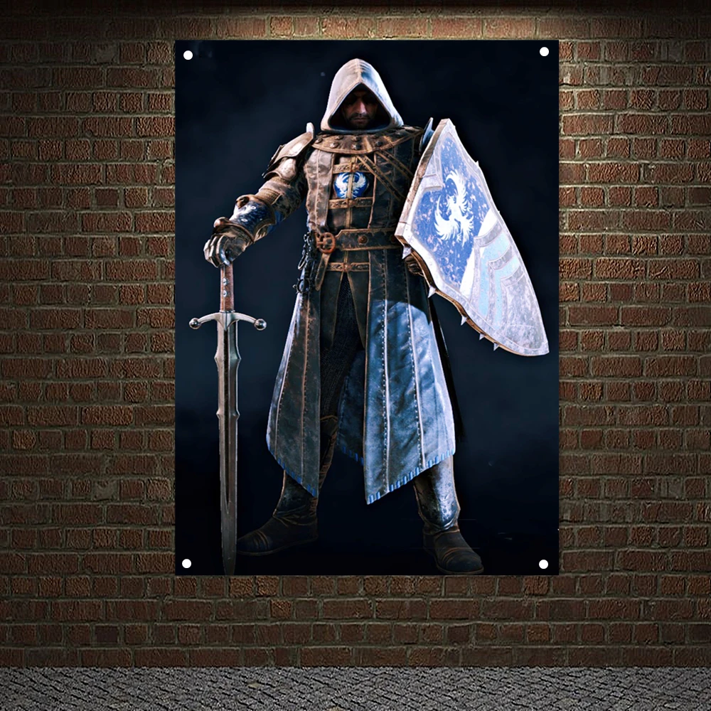 

Medieval Warrior Military Banners Flags Vintage Knights Templar Armor Posters Canvas Painting Wall Hanging Home Decoration c7