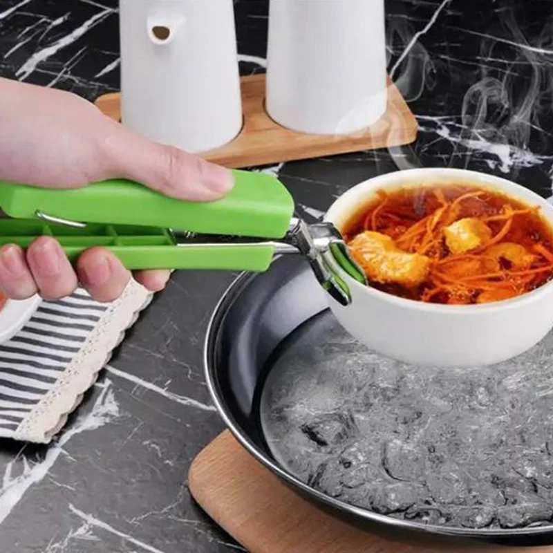 

Bowl Spoon Utensil Holder Dish Clamp Pot Pan Gripper Clip Hot Dish Plate Bowl Clip Tongs Silicone Handle Kitchen Tool Organizer