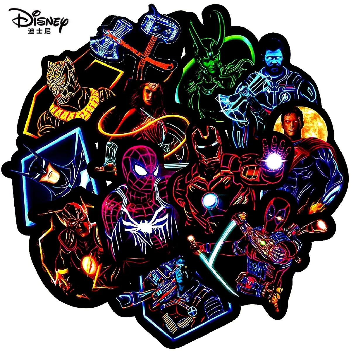 

30PCS Disney Movie Hero Marvel Avengers Stickers Anime Waterproof Luggage Laptop Guitar Moto Car Sticker Boy Girl Kids Gift Toy
