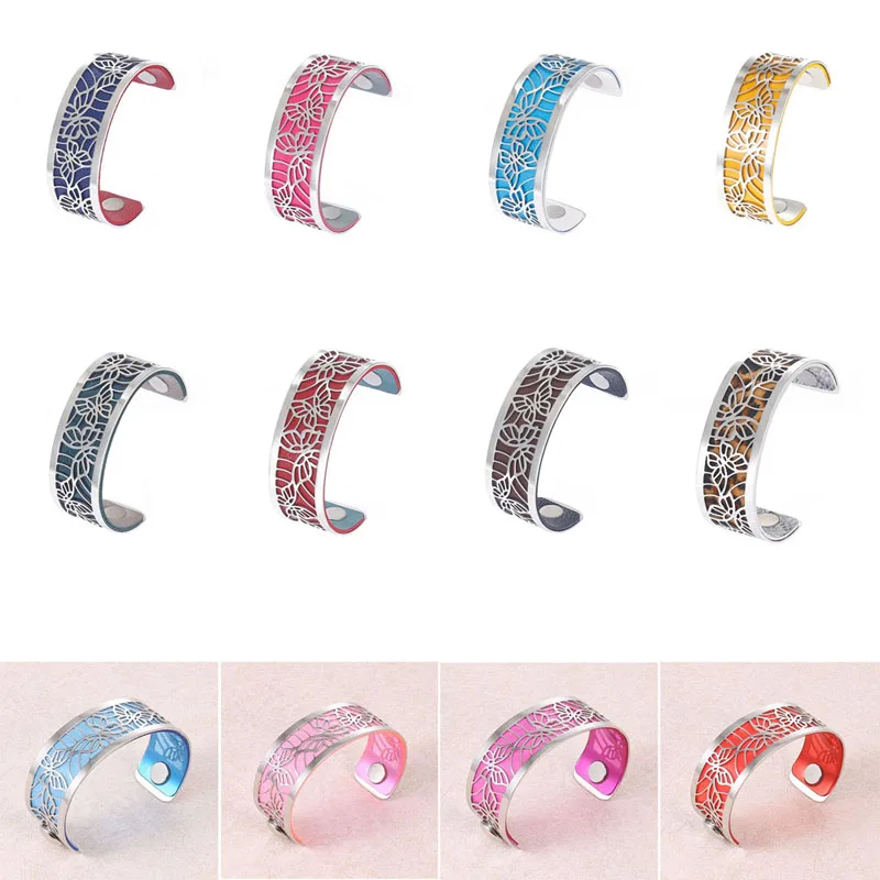 Женские браслеты-манжеты из нержавеющей стали Yoiumit двухсторонние кожаные