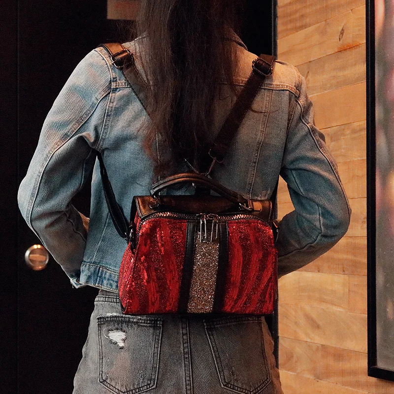 

Diamond Bag Female 2020 New Wave Sequin Soft Leather Shoulder Messenger Bag Wild Handbag Multipurpose Small Bag Sac A Main Femme
