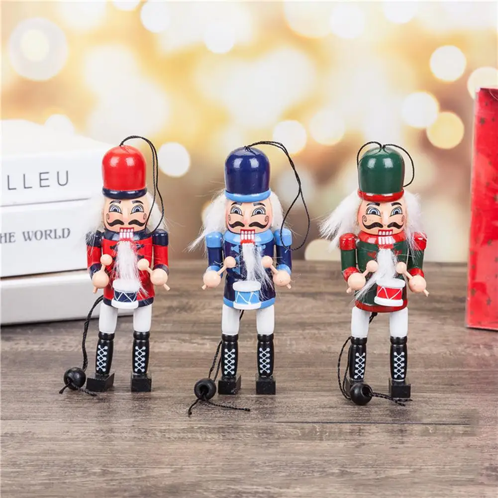 

3pcs Wooden Nutcracker Christmas Decorative Nutcracker Figurine Christmas Tree Pendant Gift For Home Decor #CW