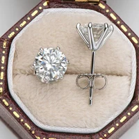 trendy 1 carat d color round moissanite diamond earrings women 100 925 sterling silver gra moissanite stud earrings with gra