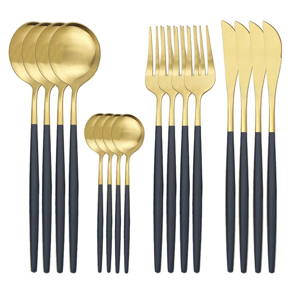 Набор столовых приборов из нержавеющей стали 304 набор посуды черного золота нож