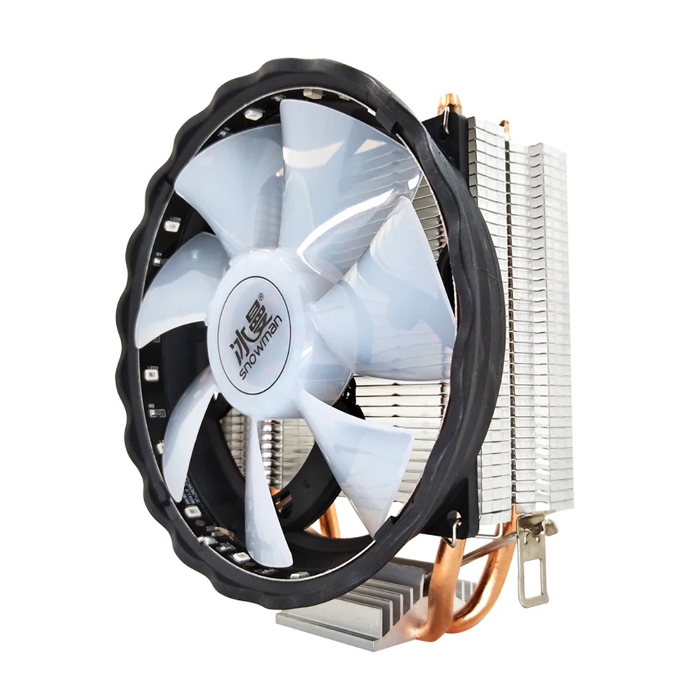 Кулер для процессора SNOWMAN с 2 тепловыми трубками бесшумный кулер ПК RGB-подсветкой