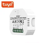 Умный светильник ель света Tuya ZigBee 3,0, релейный модуль, 2 клавиши, дистанционный переключатель Zigbee + RF, для умного дома, работает с Alexa Google Home