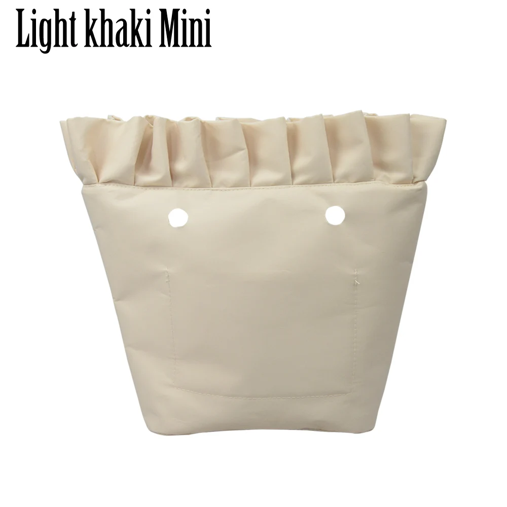 light khaki mini Huntfun новая гофрированная плиссированная Ткань водонепроницаемая внутренняя подкладка вставка карман на молнии для классического мини Obag внутренний карман для O сумки - Цвет: light khaki mini
