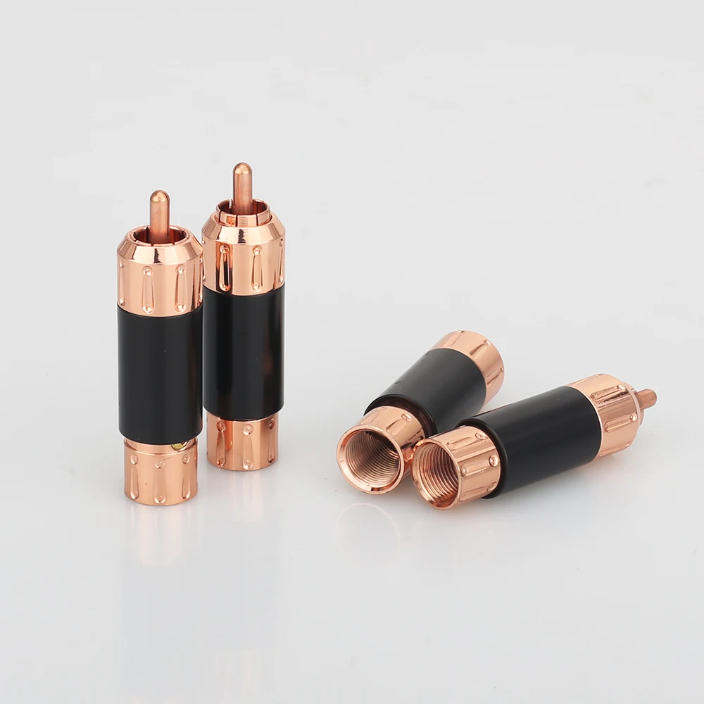 A081 Pure copper Plated RCA Audio Plug RCA Connector RCA male plug adapter Video/Audio Wire Connector Support 9mm W