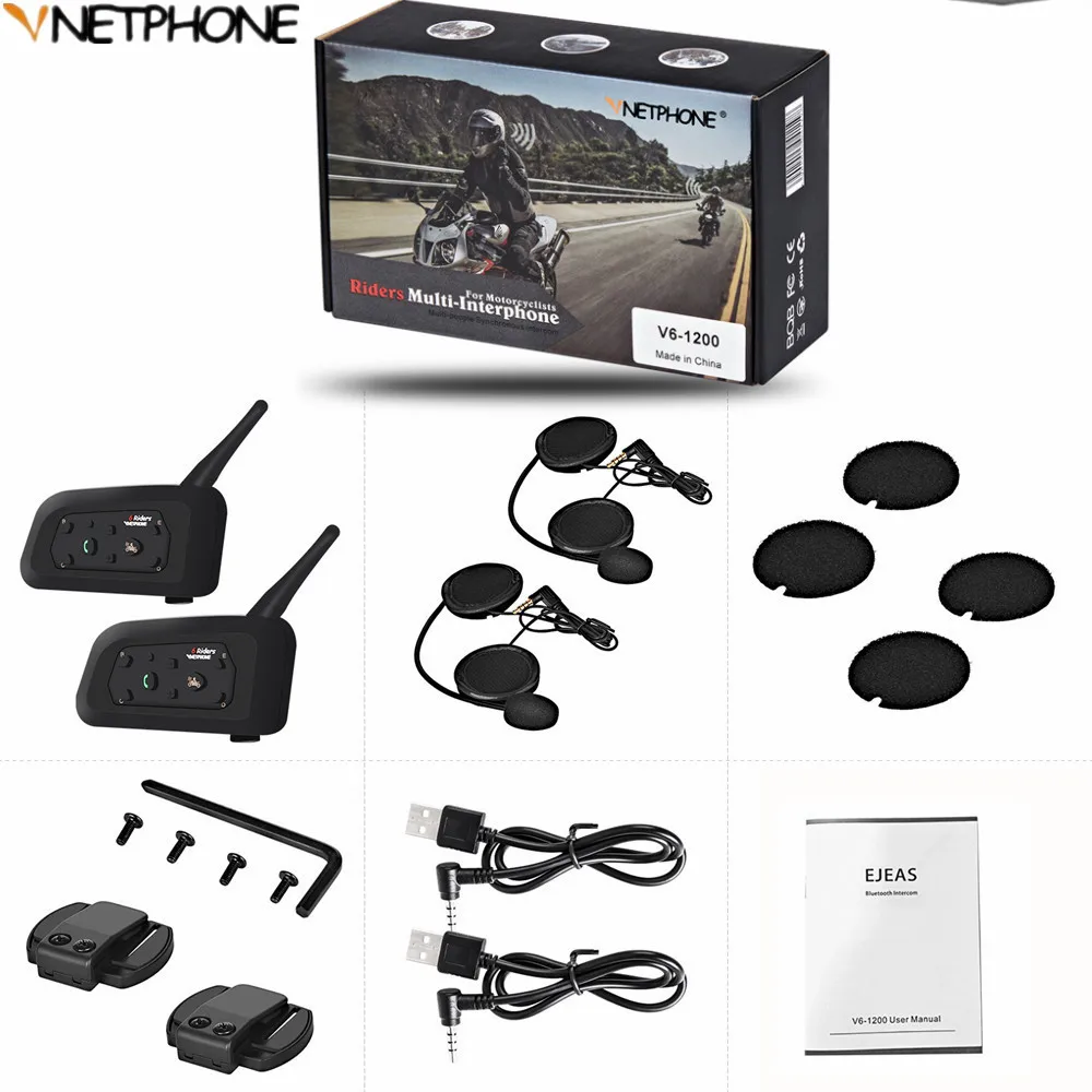 Гарнитура для мотоциклетного шлема V6 Pro 2 шт. беспроводные наушники