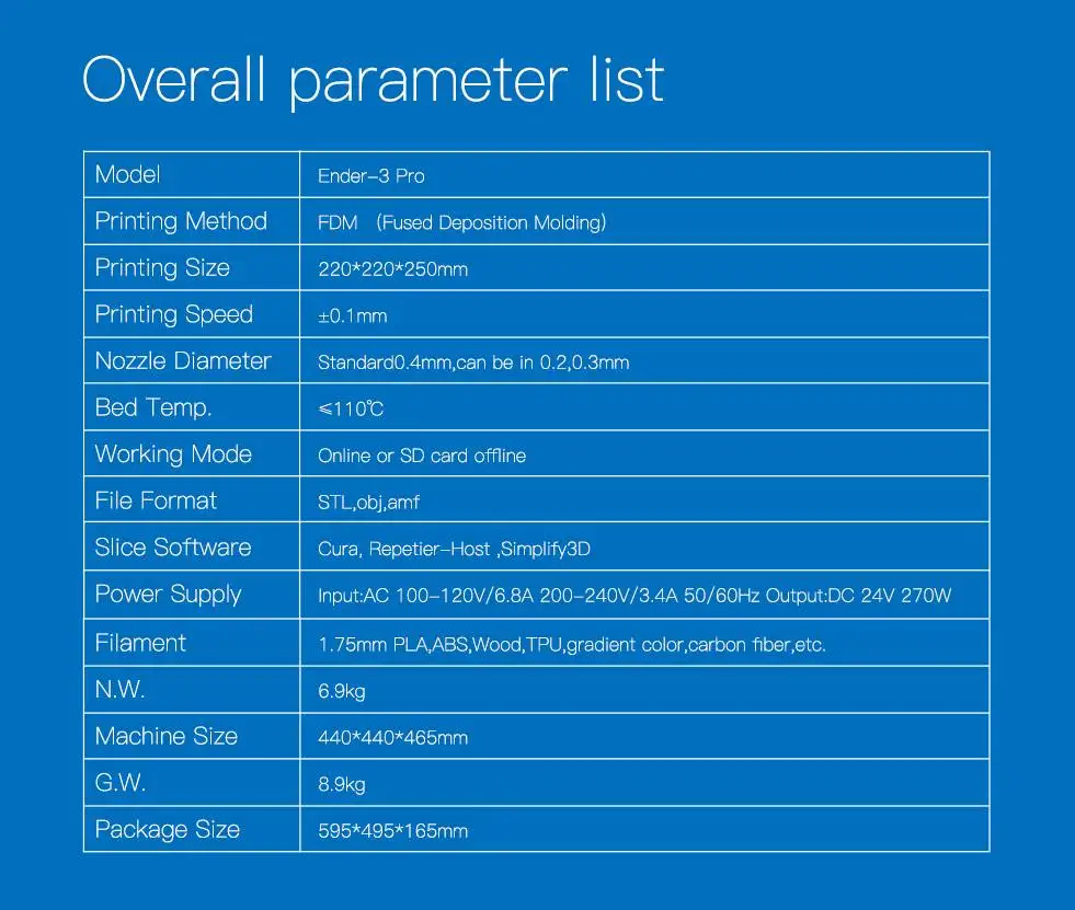 Ender-3/Ender-3 PRO 3d принтер DiY Kit v-слот I3 FDM технология MK10 экструдер 220x220x250 мм размер 3D принтер