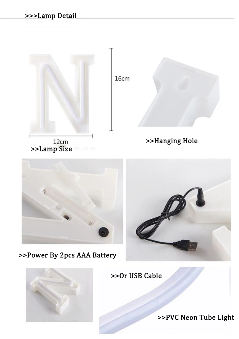16CM Height 3D White Letters Wedding Decoration Ornaments 0-9 Numbers LED Light Indoor Wall Hanging Birthday Party Xmas Decor