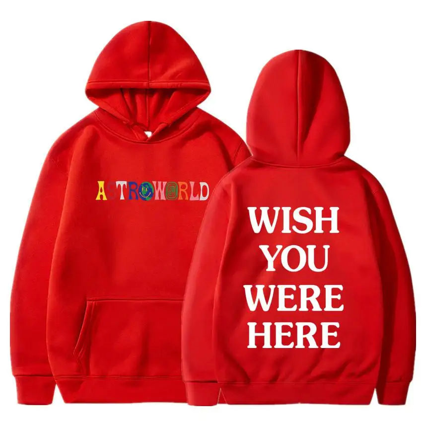 Трэвиса Скотта ASTROWORLD толстовки человек вышивка с печатными буквами Swag WISH YOU WERE HERE