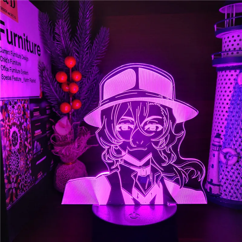 Bungo Stray Dogs 3D Night Lights Nakahara Chuuya Led Model Colorful Anime Doll Desk Lamp Lighting Collection Xmas Gift Lampara