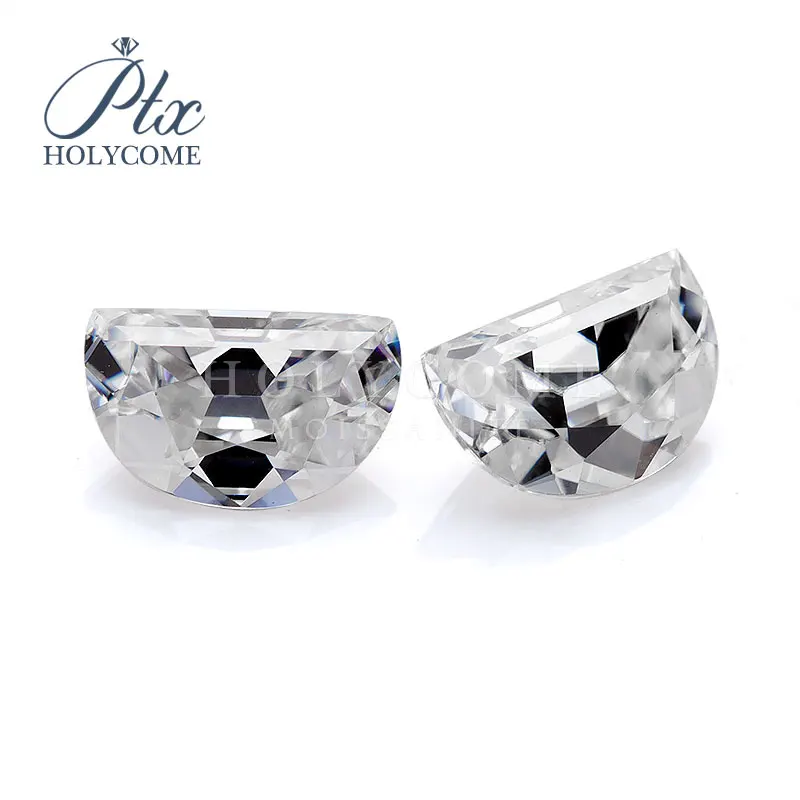 

New Design Gemstones 6*9mm White Color Half Moon Cut Loose Moissanites