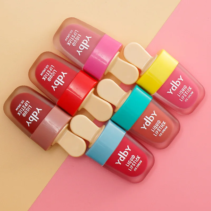 

6 Colors Ice Cream Lip Tint Long-Lasting Liquid Lipstick Waterproof Sexy Matte Lip Gloss Makeup Women