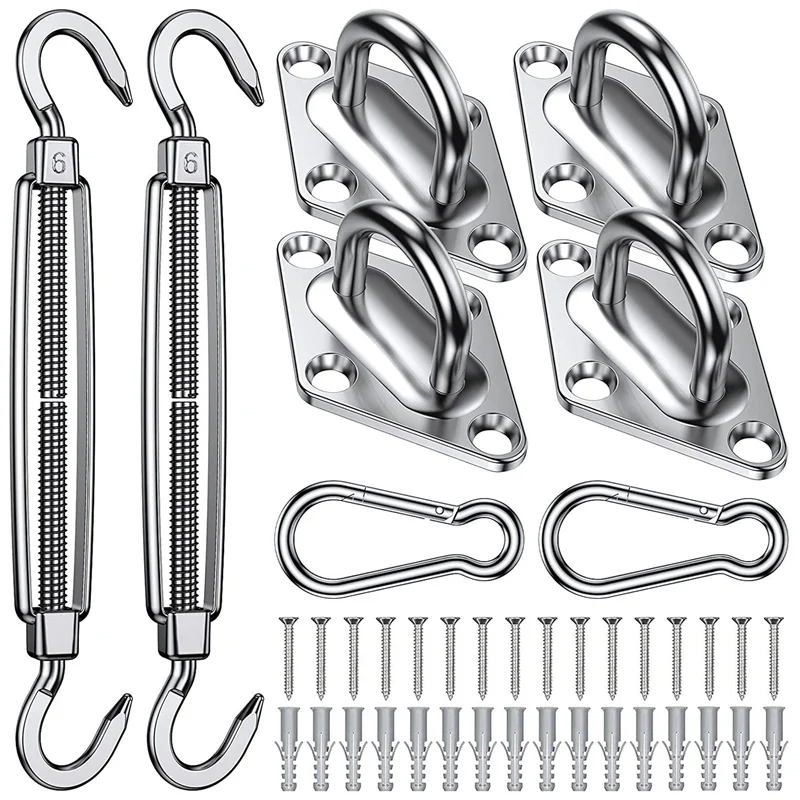 

M6 Heavy Duty Sun Shade Sail Fixing Kit,Stainless Steel Installation Hardware For Outdoor Rectangular Square Shade Sails