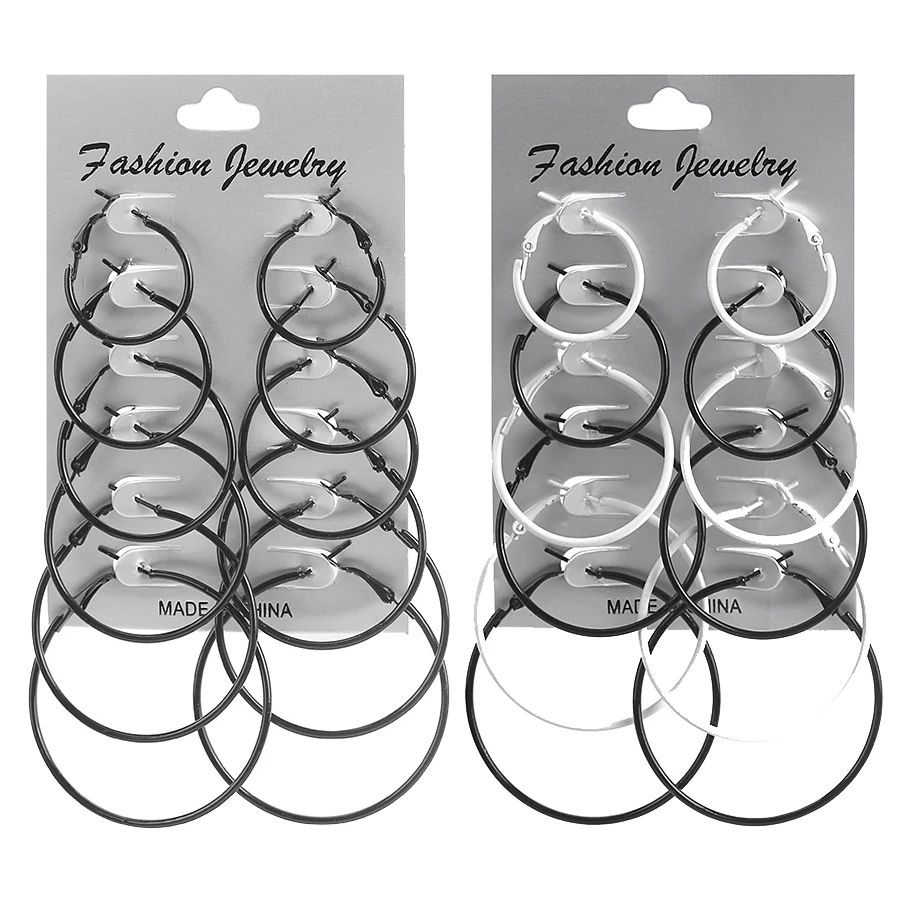 6 пар в партии красочные кольца Комплект сережек для женщин и девочек большие