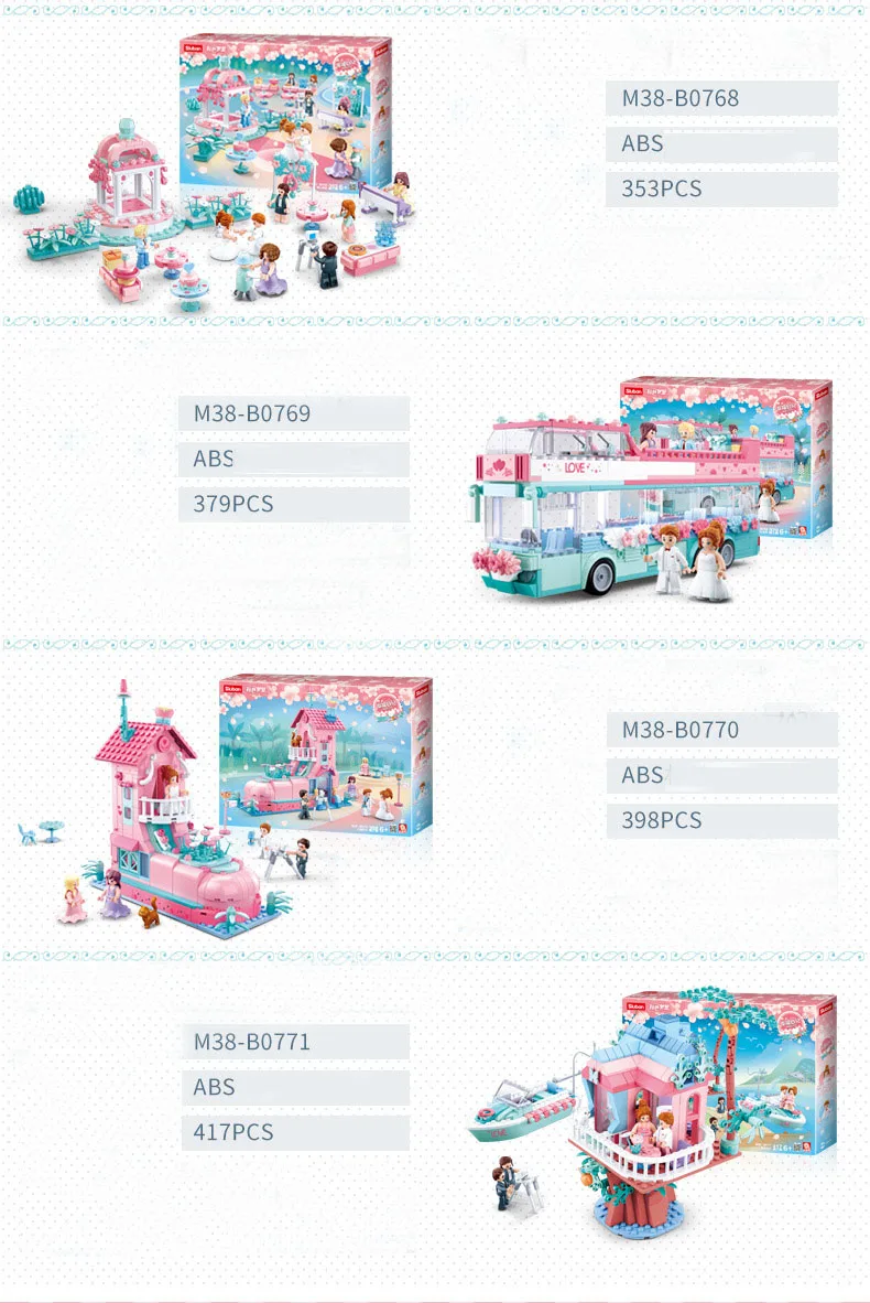 

SLuban Princess Dream Wedding Series Wedding Couple Gifts Building Blocks Street View Toys For Girls Birthday Christmas Gifts