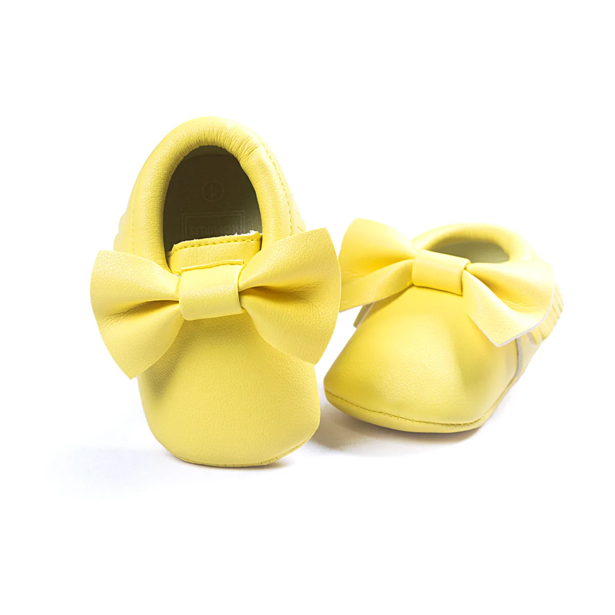 light yellow Обувь для новорожденных девочек; обувь для малышей с мягкой подошвой; разноцветная обувь из искусственной кожи с бантом-бабочкой; нескользящая обувь для малышей; обувь для малышей - Цвет: light yellow