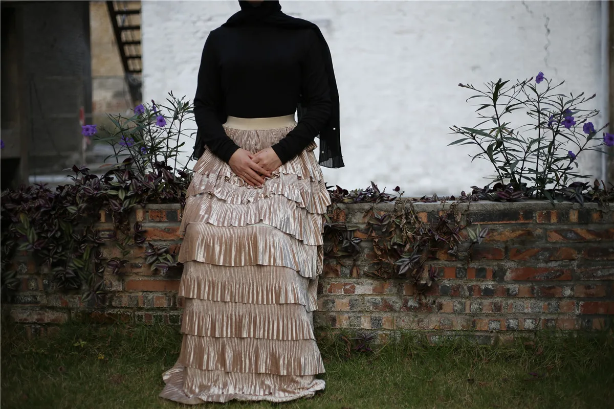 Элегантные многослойные плиссированные длинные юбки женское коктейльное платье