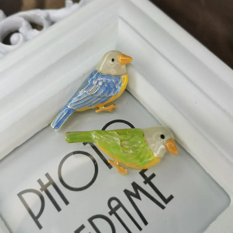 

European and American animal color enamel glaze blue cyan bird brooch 2 colors