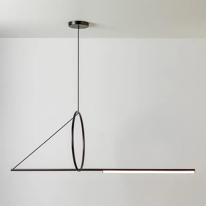 Postmodern Led Pendant Lights Designer Iron Geometric Line For Living Room Dining Room Bar Decor Nordic Home Kitchen Fixtures