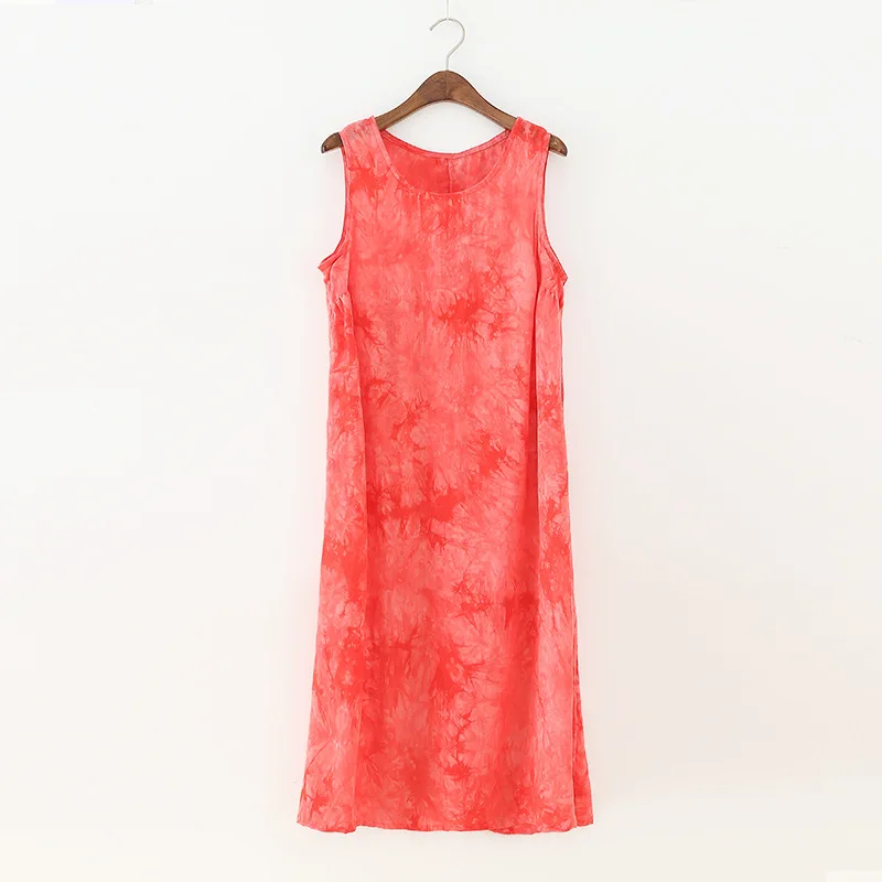 Runback летнее женское платье с принтом Tie Dye без рукавов длинное свободное макси