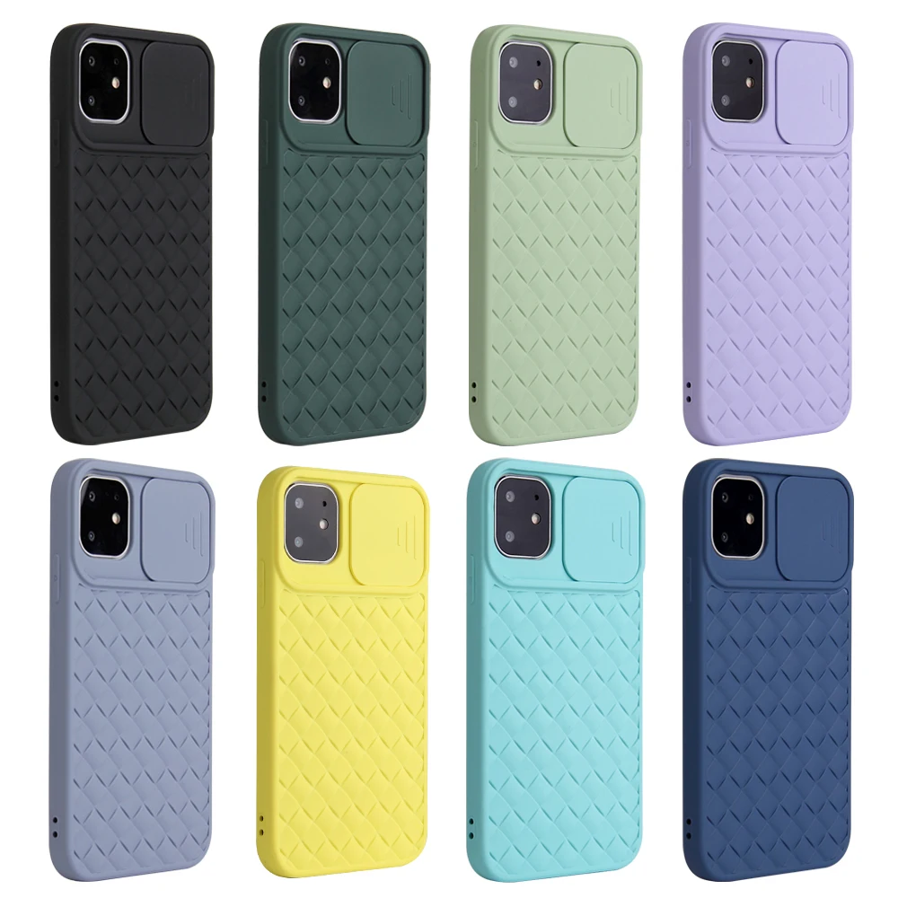 

Anti Fall Phone Case For iPhone X XS XR SE 2020 7 8 Plus 11 12 Mini Pro Max Candy Colors Weave Silicone Lens Protection Cover
