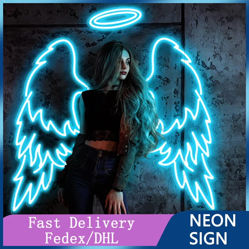 

Wings Wall Lamp Neon Light Sign Custom Wedding Decoration Aesthetic Home Decor Led Anime Decorations for Room Kawaii Lights