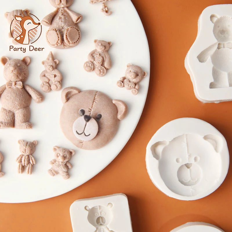 Симпатичные формы в виде мультяшного медведя зеркальная силиконовая форма