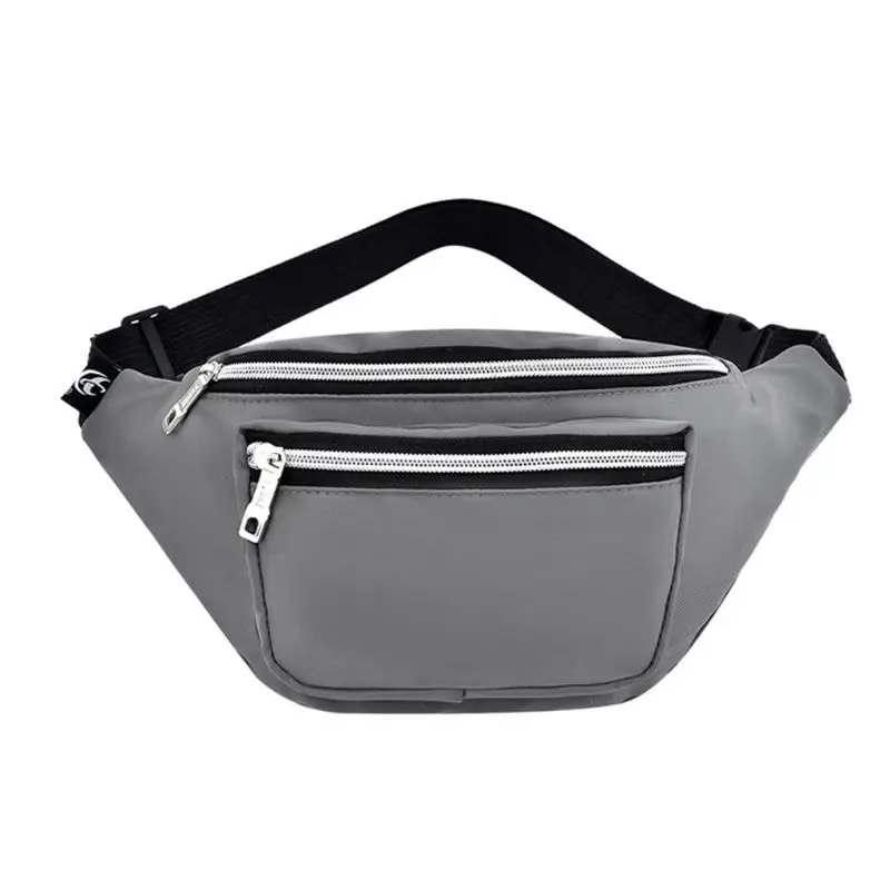 

Unisex Wear-resistant Nylon Waist Bag Mobile Phone Holder Purse Double Zipper Chest Handbag Waist Pack