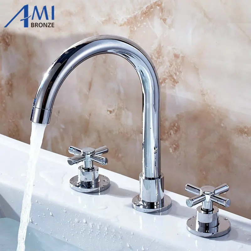 Смеситель для ванной комнаты смеситель раковины с 3 отверстиями шт. Набор