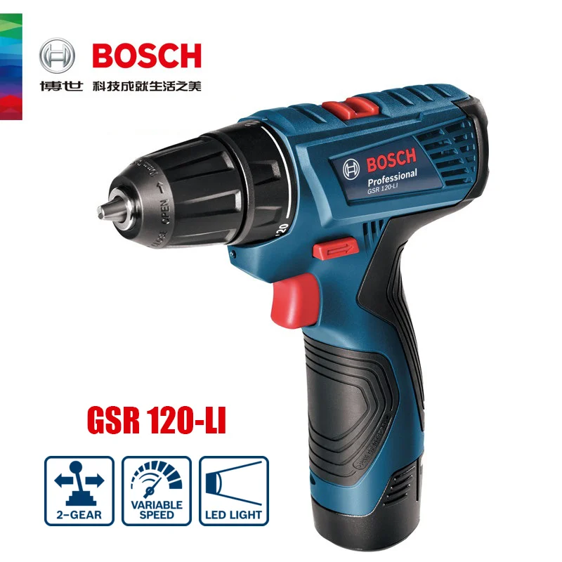 Электрическая отвертка Bosch GSR 120-LI, электрическая дрель 12 В, Профессиональная Беспроводная электрическая отвертка Bosch, электроинструмент