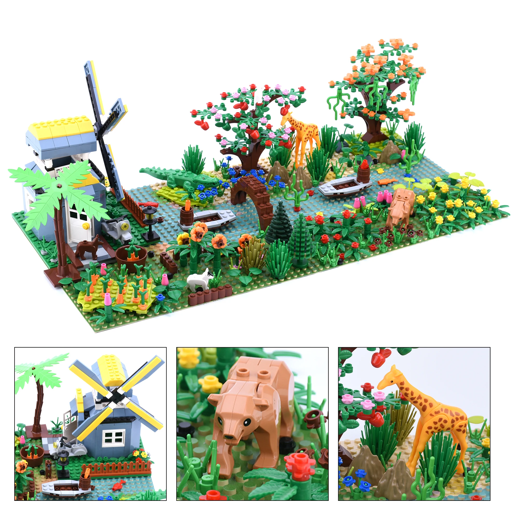 

Creator MOC Classic City Accessories Building Blocks Wind House Ship Tree Grass Flower Animal DIY Model Bricks kids Toys Gifts