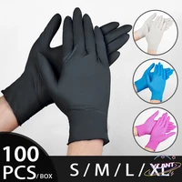 nitrile synethtic gloves blue 100pcs food grade waterproof allergy free disposable work safety gloves household mechanic kitchen