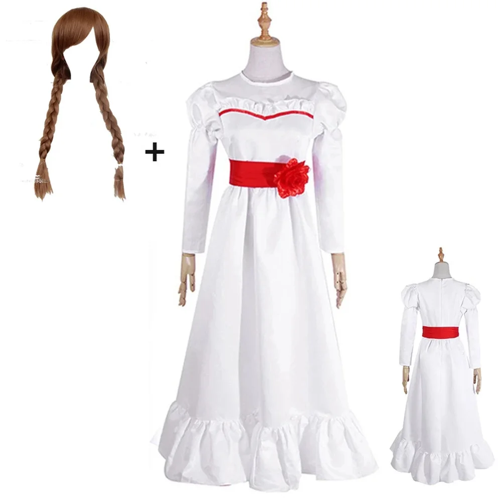 Horror Bride Annabellers Dress Conjuring Doll Cosplay Costume Women Horror Scary Fancy Dress Outfits Girl Halloween Party Gift